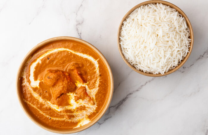 Butter Chicken with bowl of rice