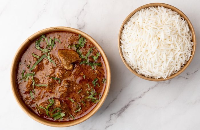 Lamb Curry with Bowl of Rice